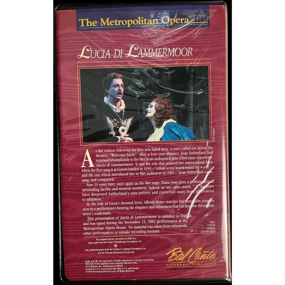 The Metropolitan Opera Lucia di Lammermoor VHS 1982 Donizetti Rare Performance - Picture 2 of 4